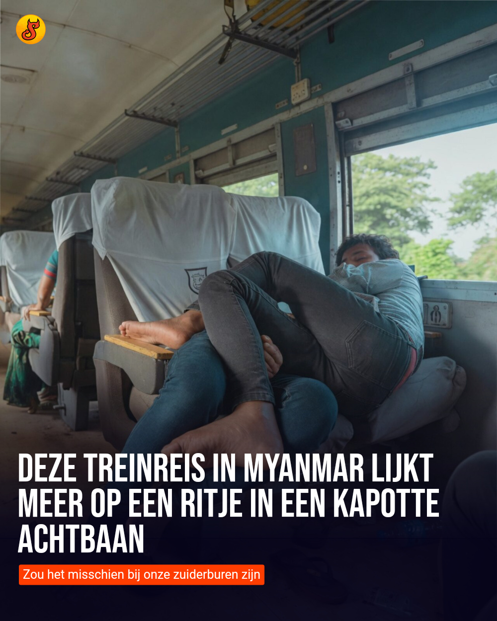 Deze treinreis in Myanmar lijkt meer op een ritje in een kapotte achtbaan