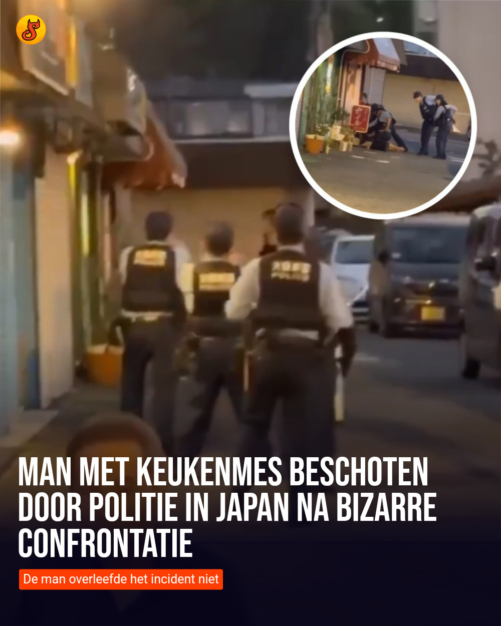 Man met keukenmes beschoten door politie in Japan na bizarre confrontatie