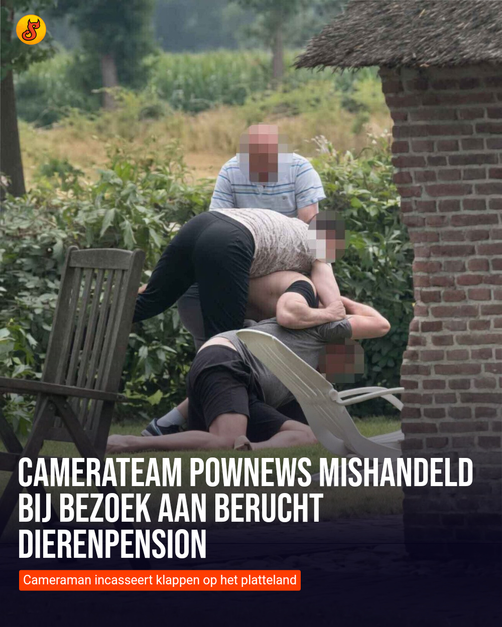 Camerateam PowNews mishandeld bij bezoek aan berucht dierenpension