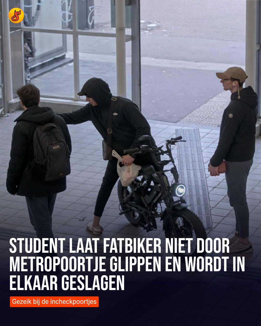 Student laat fatbiker niet door metropoortje glippen en wordt in elkaar geslagen