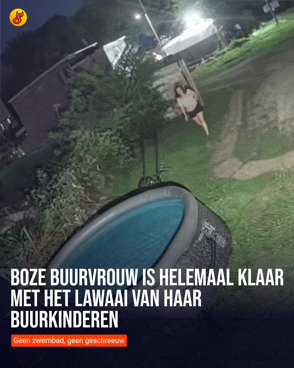 Boze buurvrouw is helemaal klaar met het lawaai van haar buurkinderen