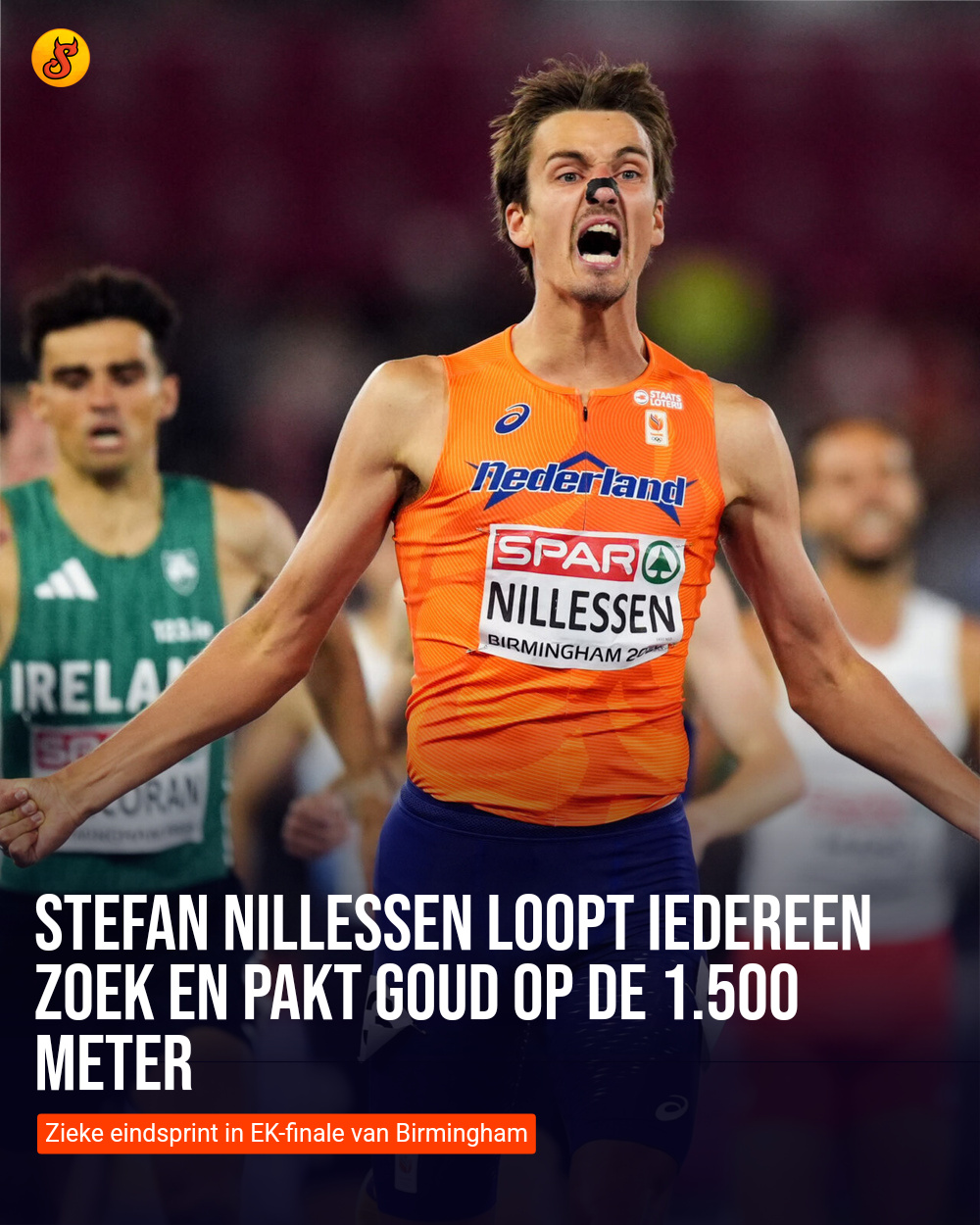 Stefan Nillessen loopt iedereen zoek en pakt goud op de 1.500 meter