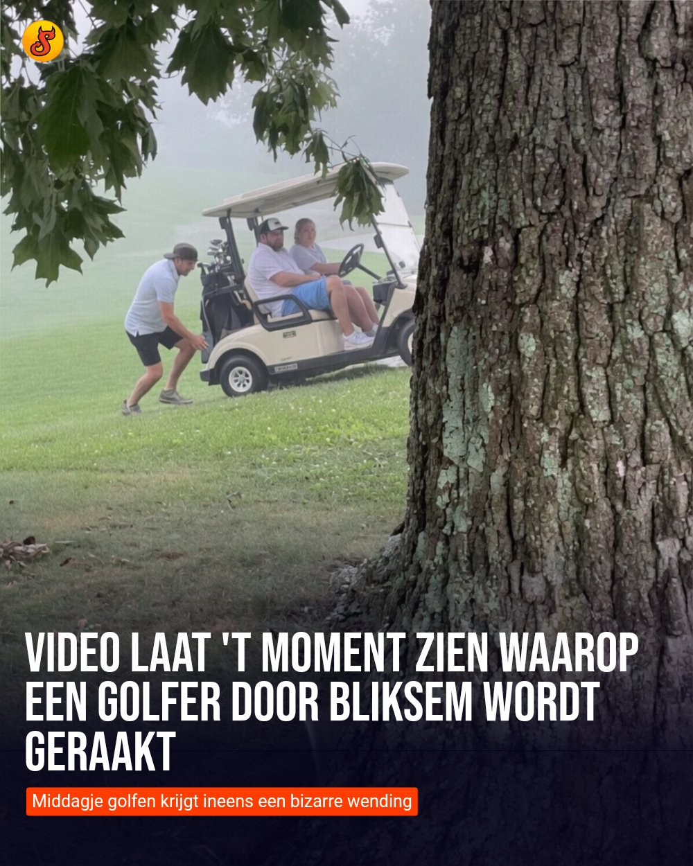 Video laat 't moment zien waarop een golfer door bliksem wordt geraakt