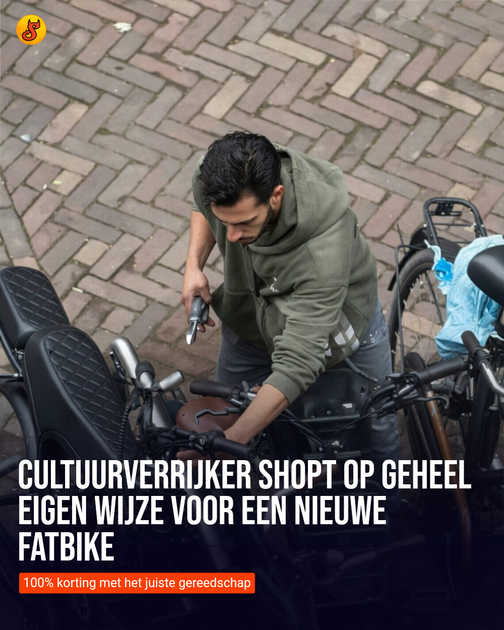 Cultuurverrijker shopt op geheel eigen wijze voor een nieuwe fatbike