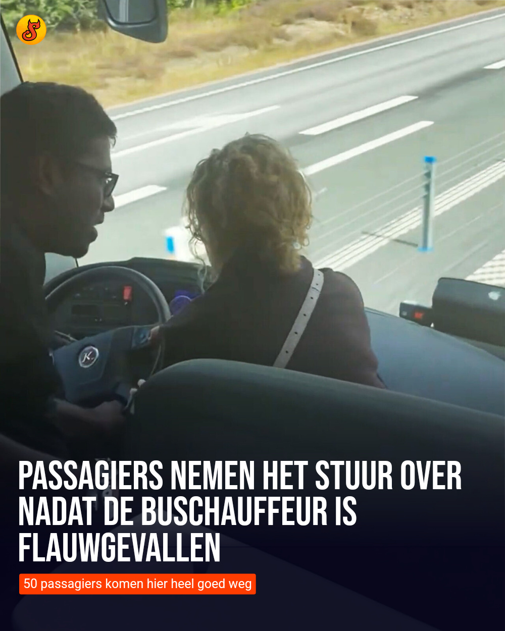 Passagiers nemen het stuur over nadat de buschauffeur is flauwgevallen