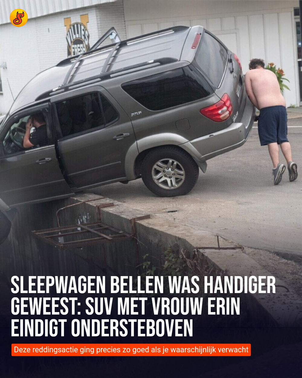 Sleepwagen bellen was handiger geweest: SUV met vrouw erin eindigt ondersteboven