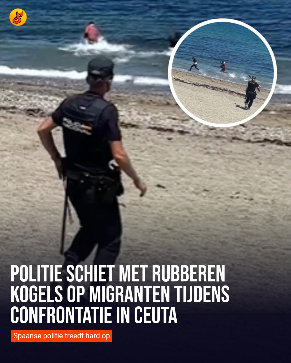 Politie schiet met rubberen kogels op migranten tijdens confrontatie in Ceuta