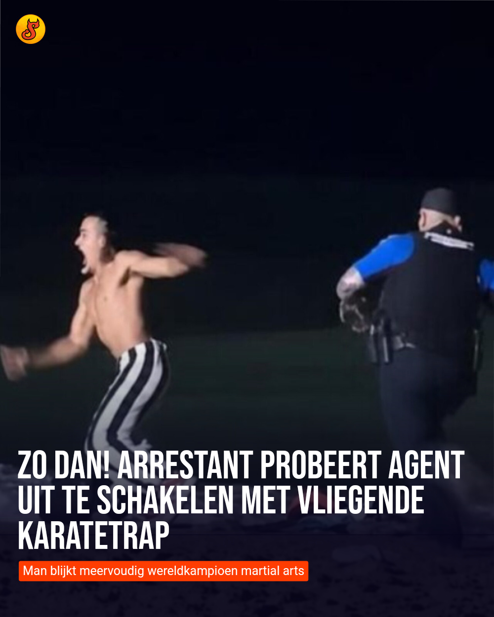 Zo dan! Arrestant probeert agent uit te schakelen met vliegende karatetrap