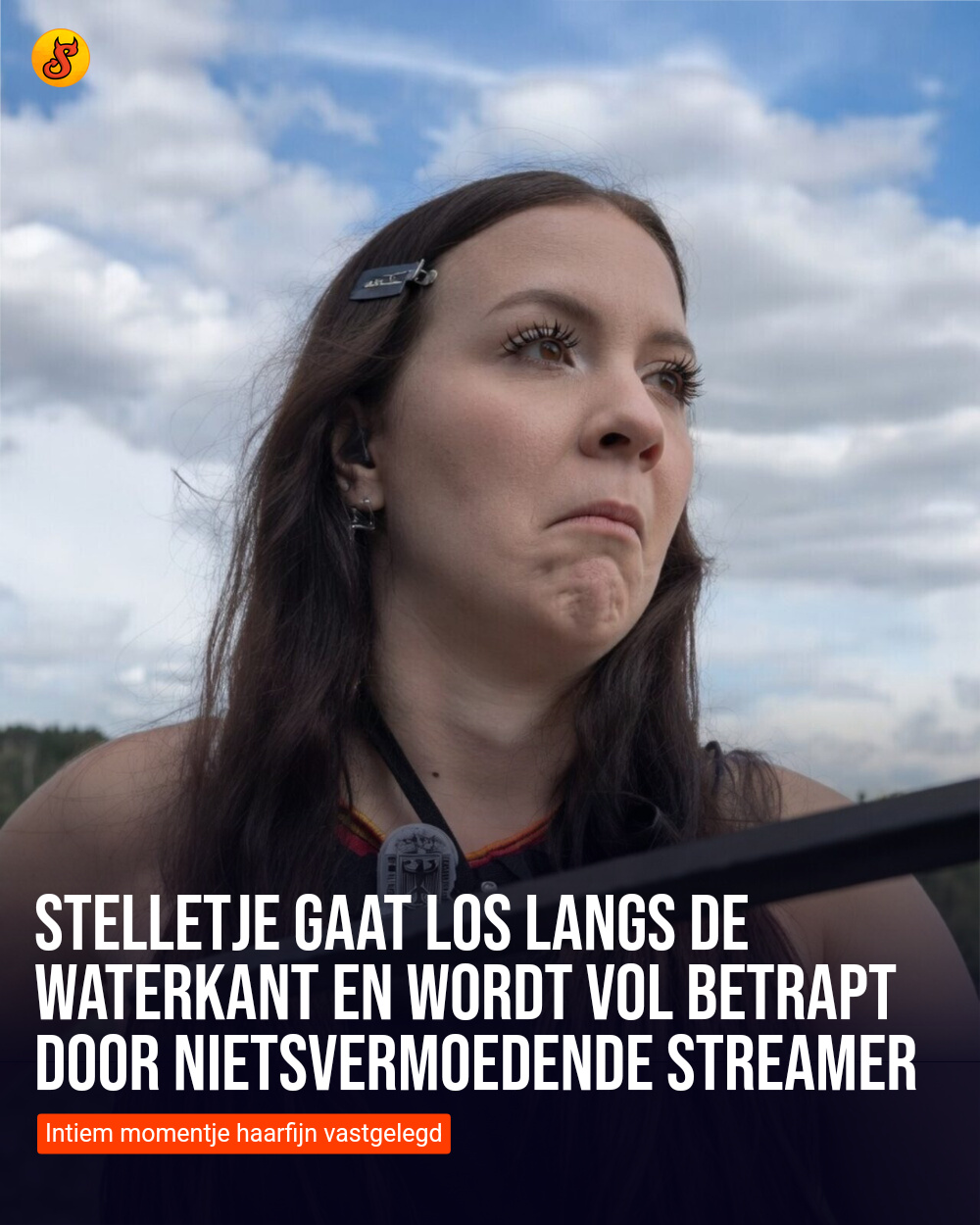 Stelletje gaat los langs de waterkant en wordt vol betrapt door nietsvermoedende streamer