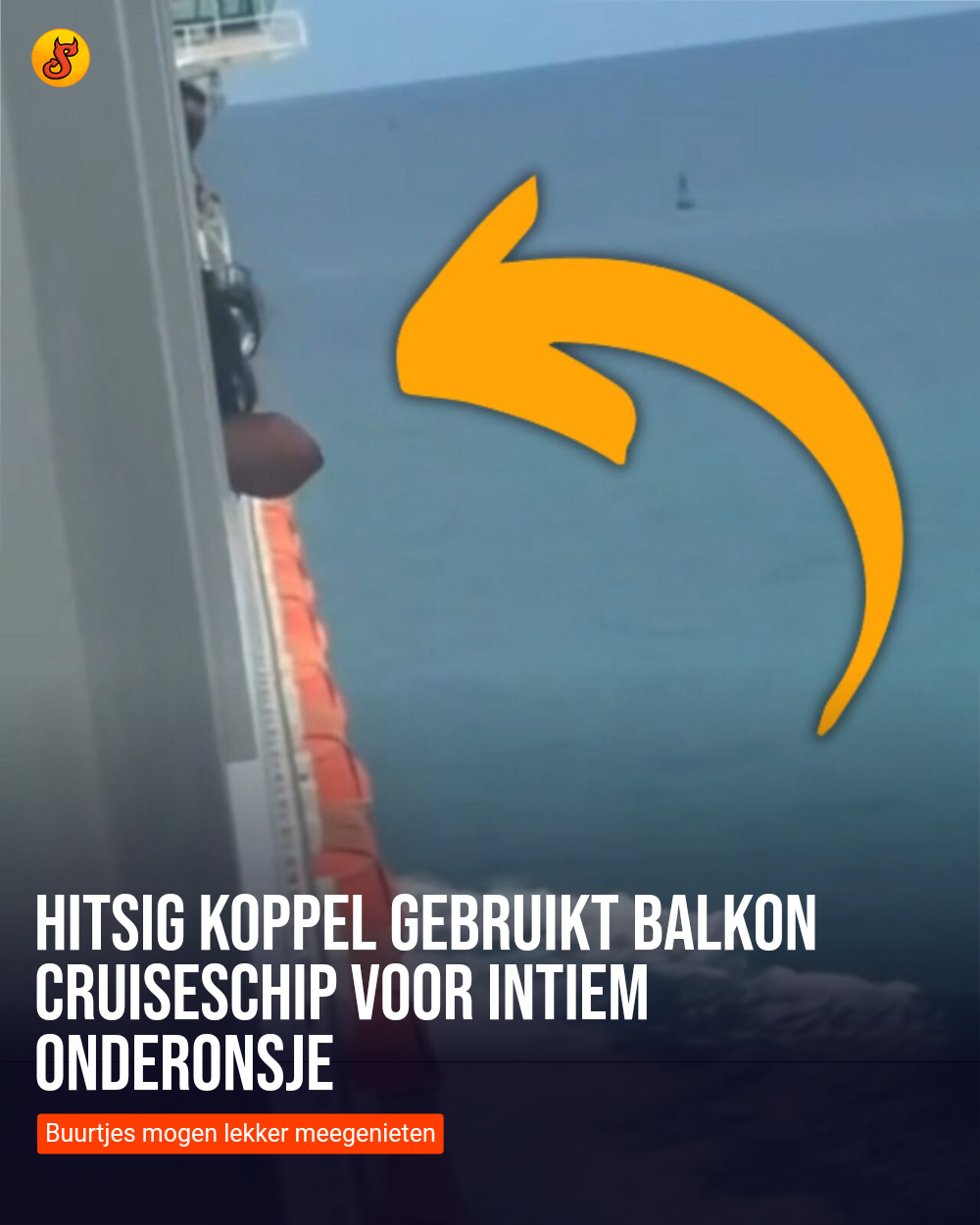 Hitsig koppel gebruikt balkon cruiseschip voor intiem onderonsje