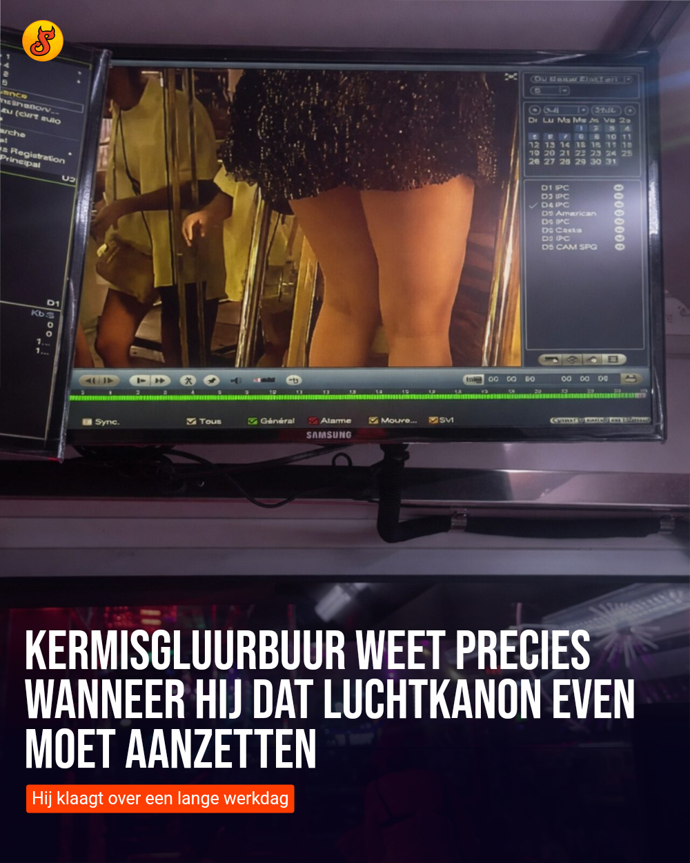Kermisgluurbuur weet precies wanneer hij dat luchtkanon even moet aanzetten