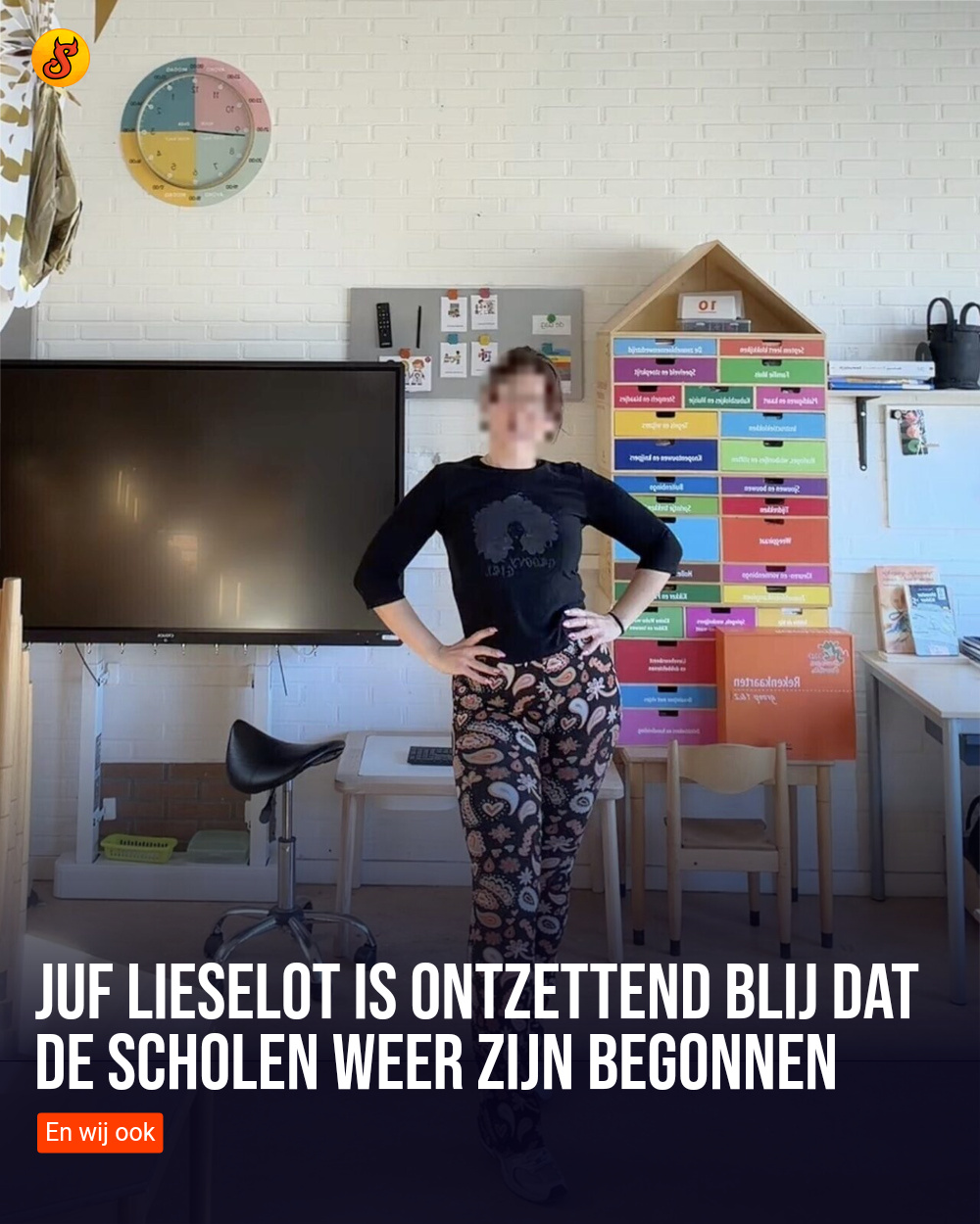 Juf Lieselot is ontzettend blij dat de scholen weer zijn begonnen