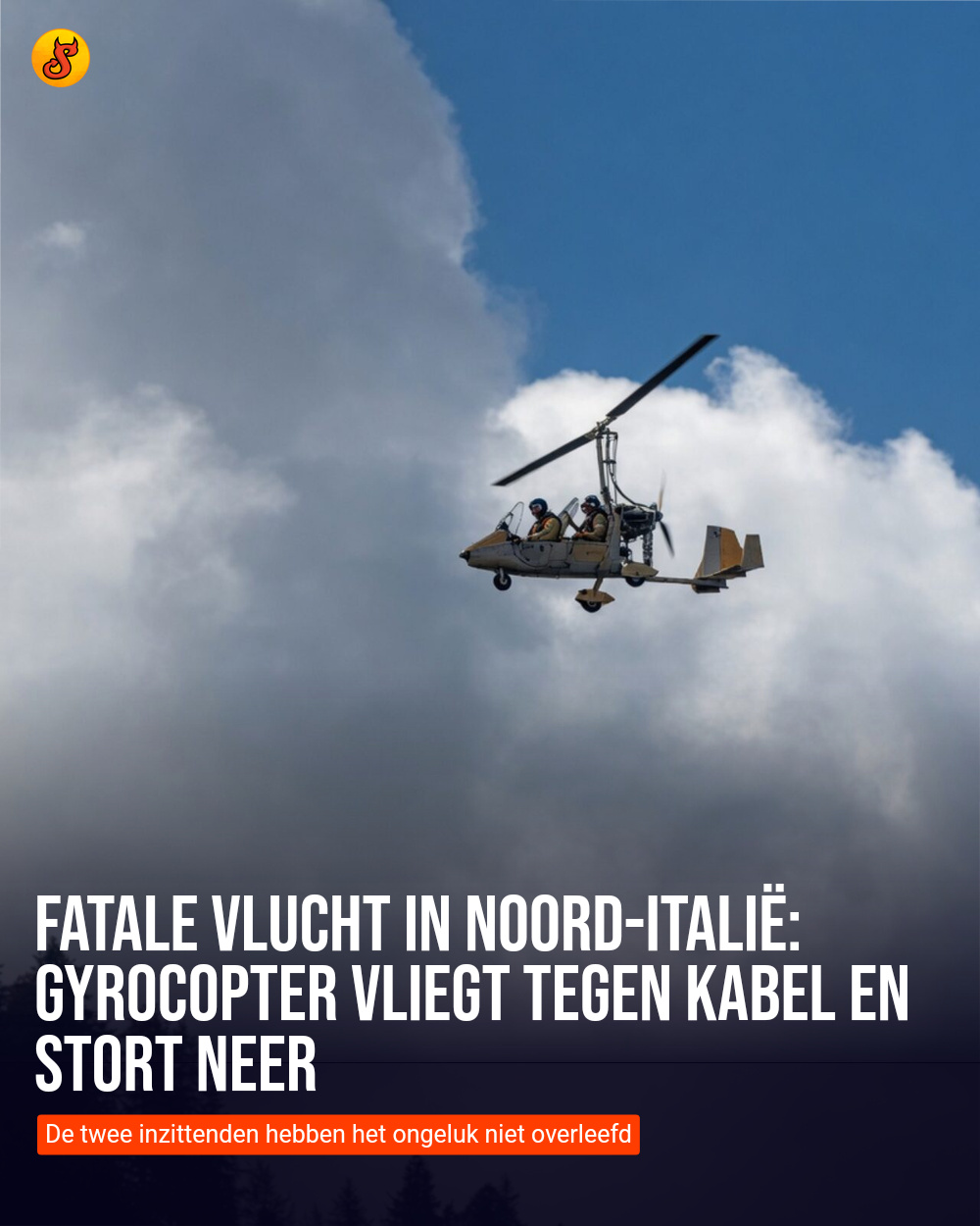Fatale vlucht in Noord-Italië: gyrocopter vliegt tegen kabel en stort neer