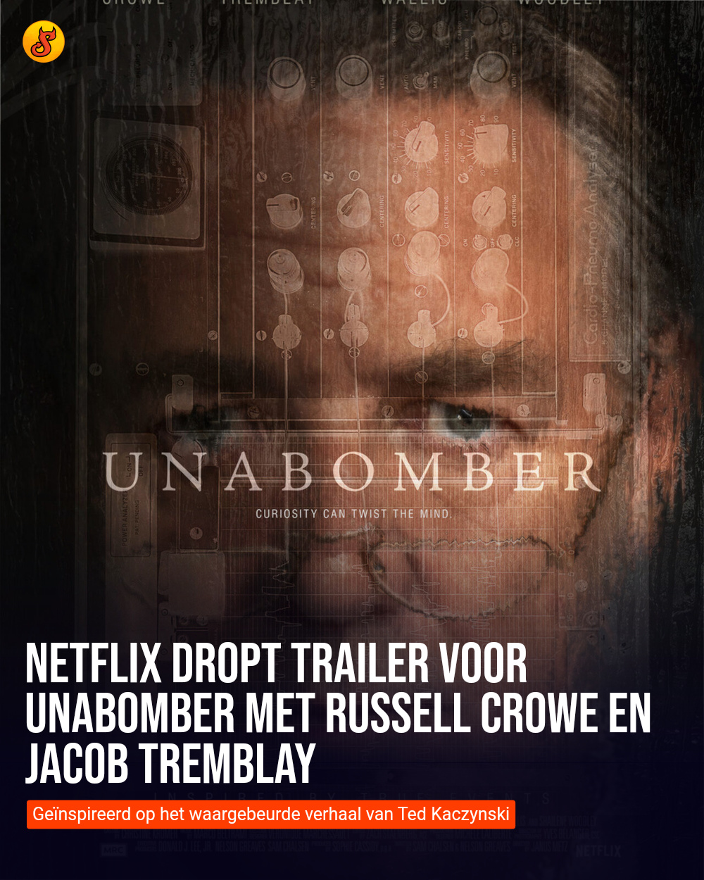Netflix dropt trailer voor UNABOMBER met Russell Crowe en Jacob Tremblay