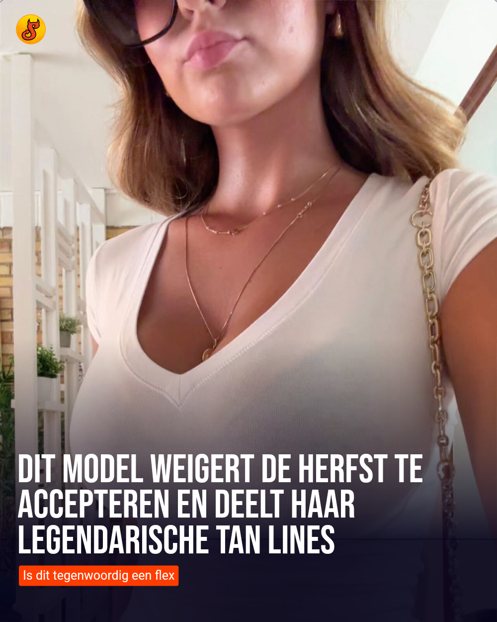 Dit model weigert de herfst te accepteren en deelt haar legendarische tan lines