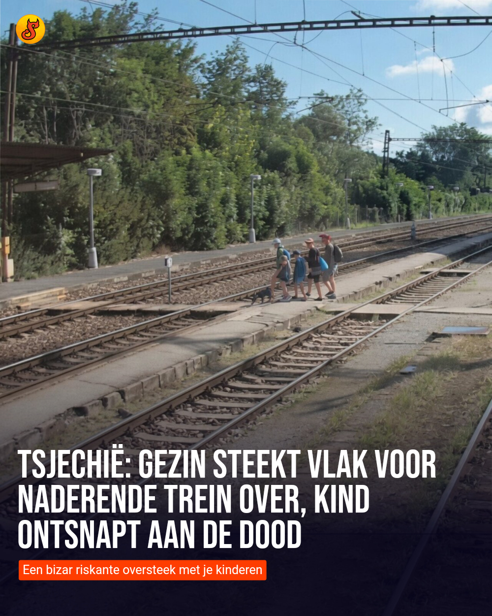 Tsjechië: Gezin steekt vlak voor naderende trein over, kind ontsnapt aan de dood