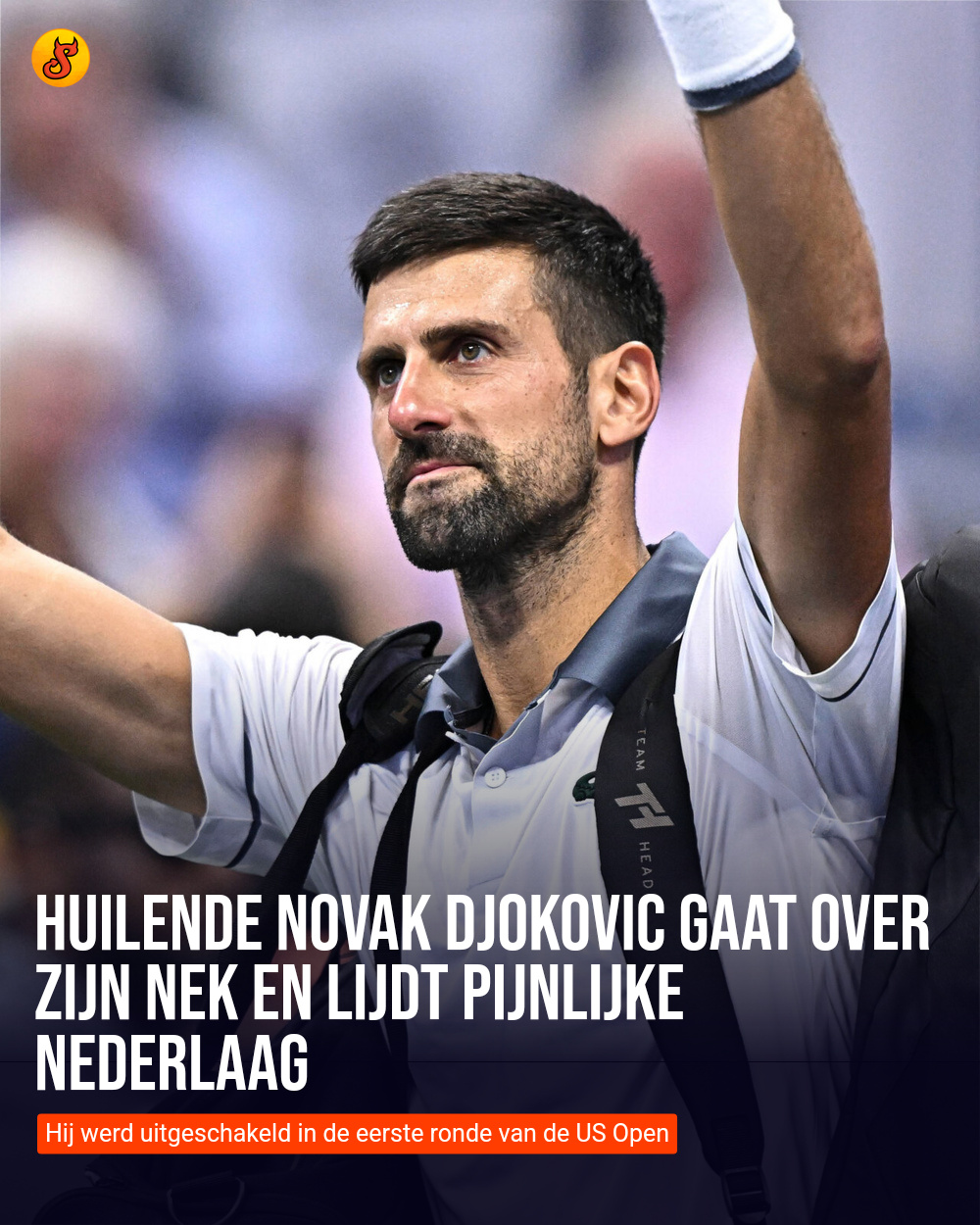 Huilende Novak Djokovic gaat over zijn nek en lijdt pijnlijke nederlaag