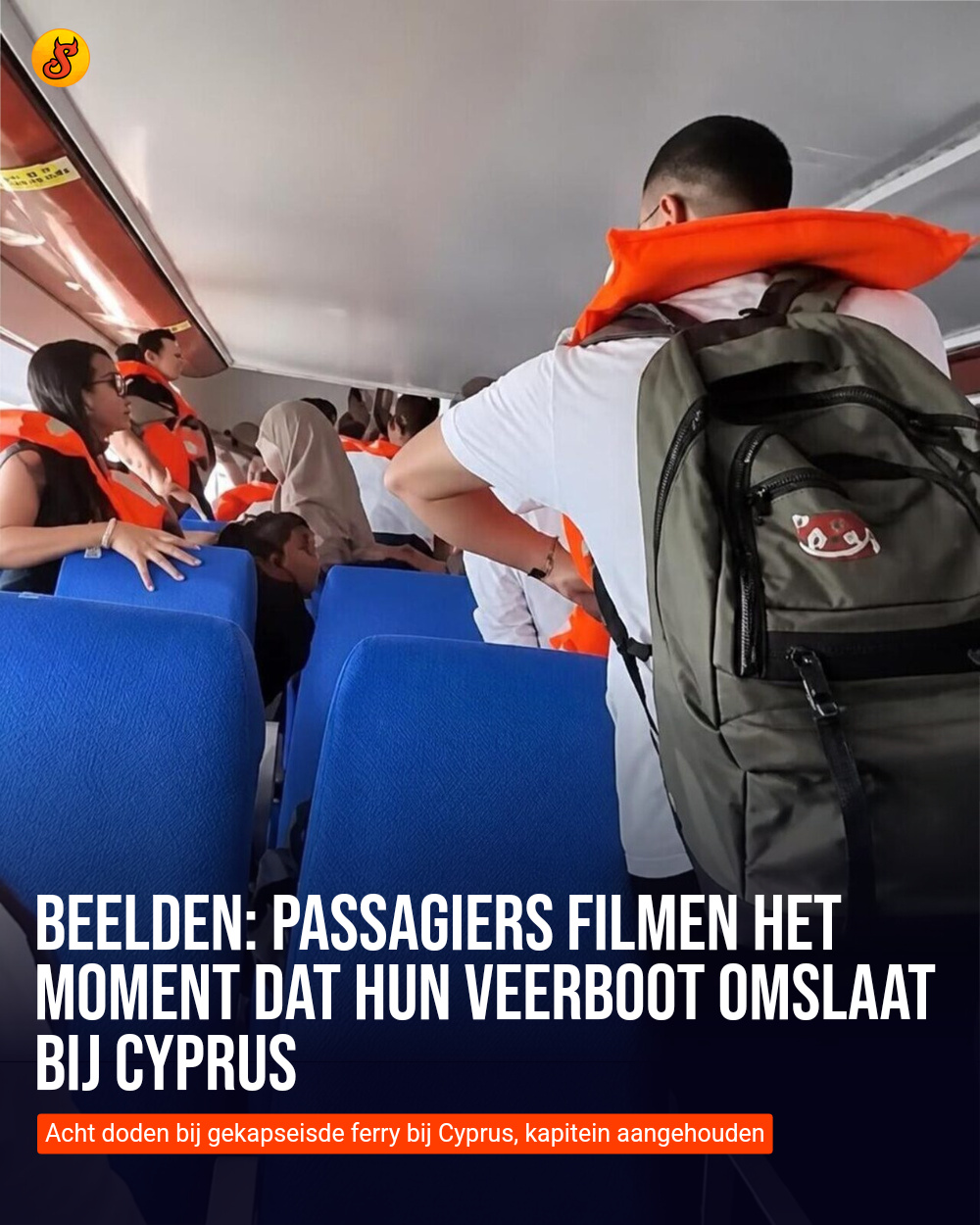 Beelden: Passagiers filmen het moment dat hun veerboot omslaat bij Cyprus