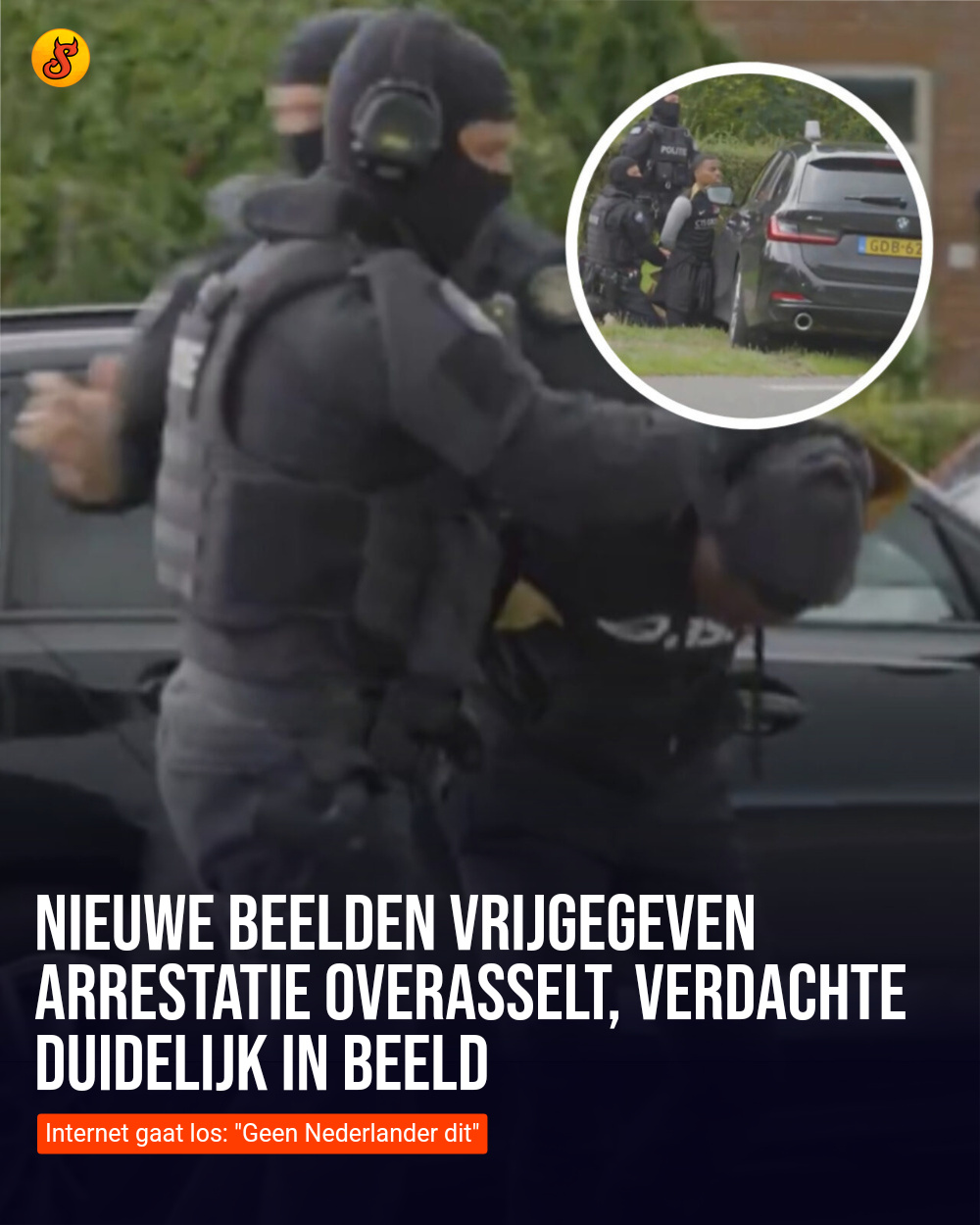 Nieuwe beelden vrijgegeven arrestatie Overasselt, verdachte duidelijk in beeld
