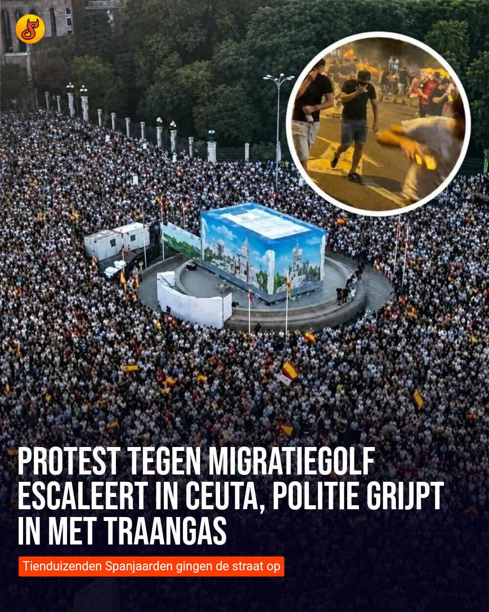 Protest tegen migratiegolf escaleert in Ceuta, politie grijpt in met traangas