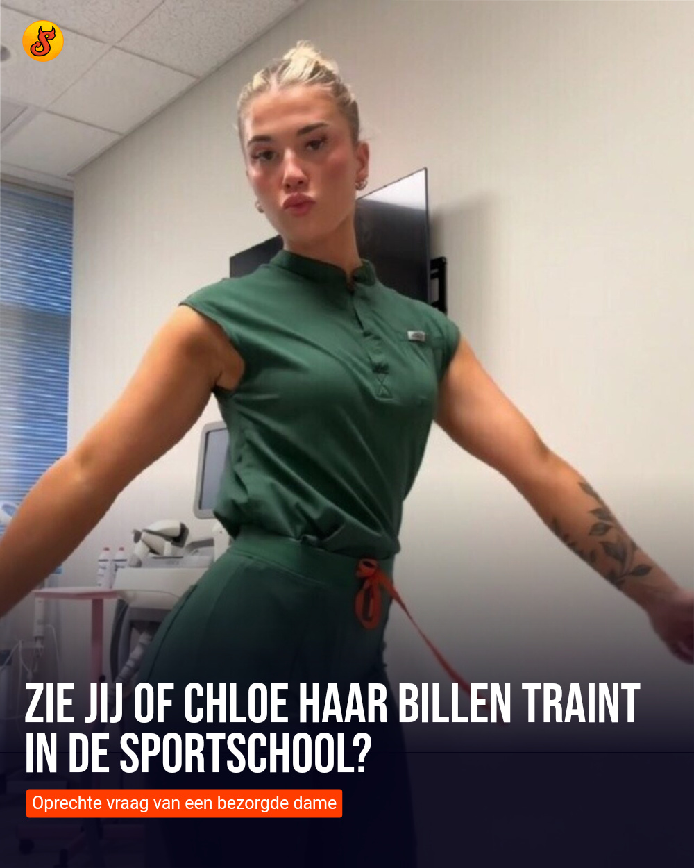 Zie jij of Chloe haar billen traint in de sportschool?