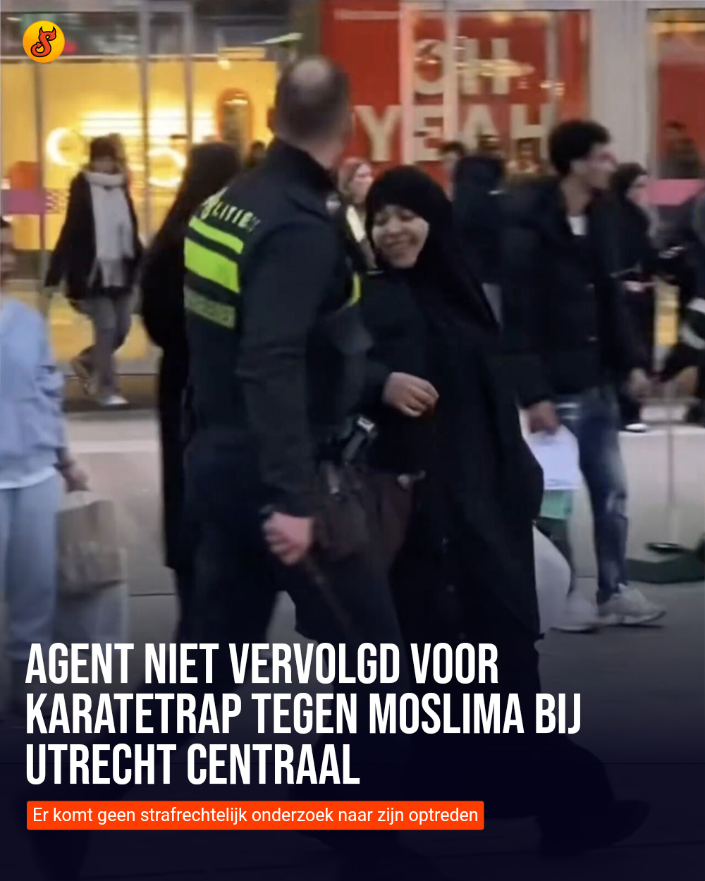 Agent niet vervolgd voor karatetrap tegen moslima bij Utrecht Centraal