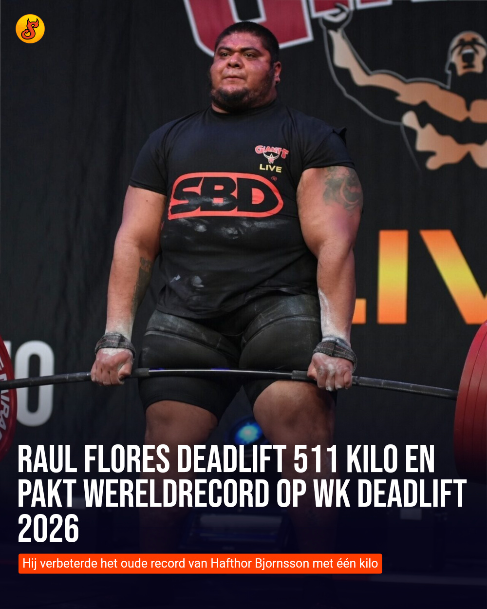 Raul Flores deadlift 511 KILO en pakt wereldrecord op WK Deadlift 2026