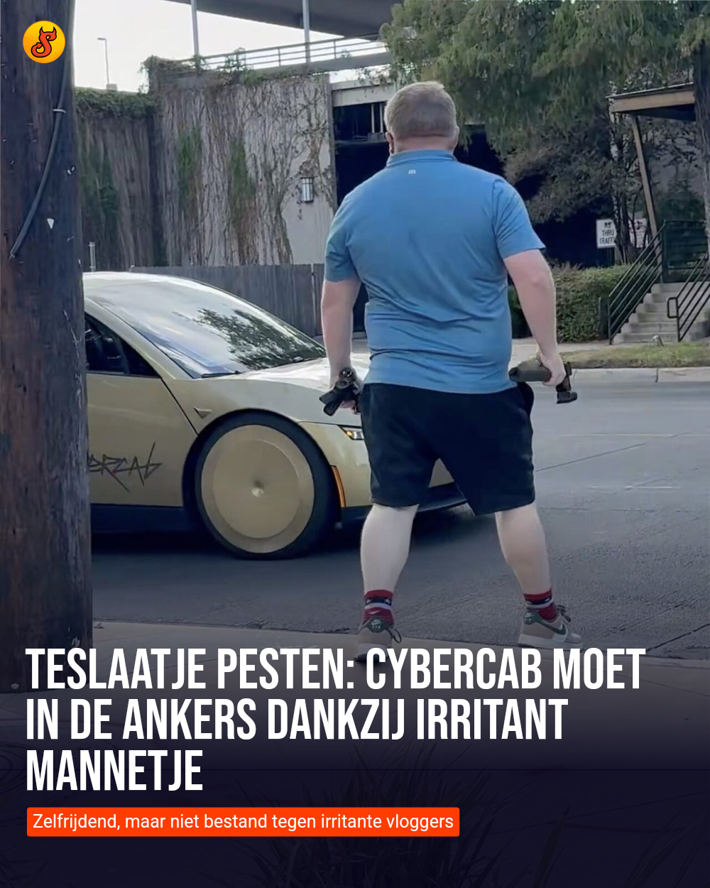 Teslaatje pesten: Cybercab moet in de ankers dankzij irritant mannetje
