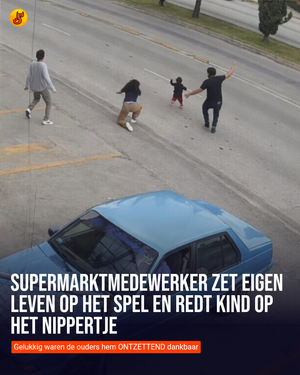Supermarktmedewerker zet eigen leven op het spel en redt kind op het nippertje