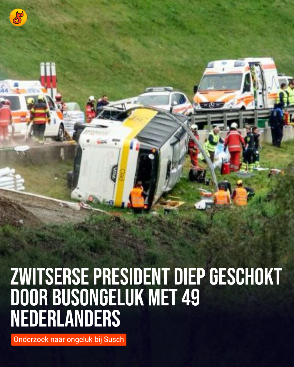 Zwitserse president diep geschokt door busongeluk met 49 Nederlanders