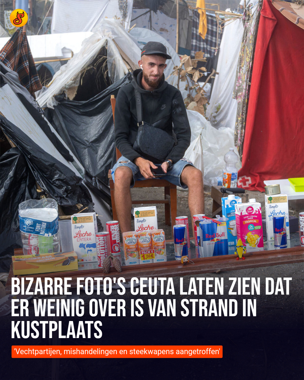 Bizarre foto's Ceuta laten zien dat er weinig over is van strand in kustplaats