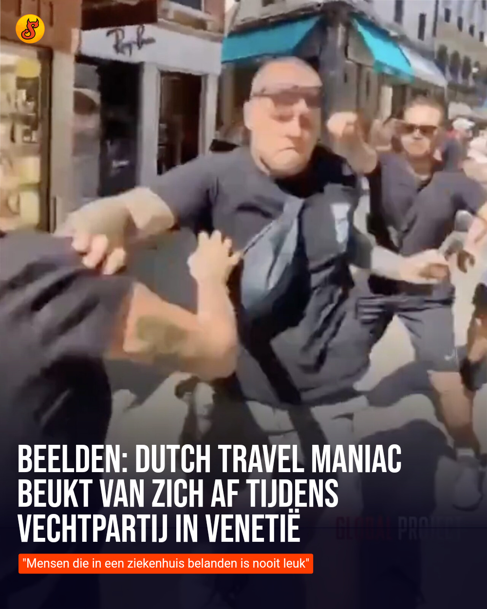 Beelden: Dutch Travel Maniac beukt van zich af tijdens vechtpartij in Venetië
