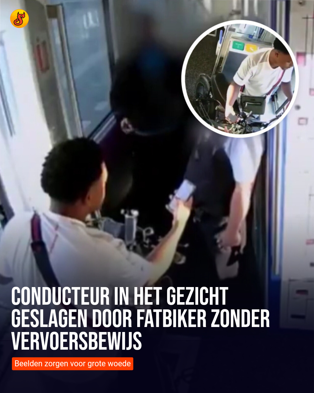Conducteur in het gezicht geslagen door fatbiker zonder vervoersbewijs