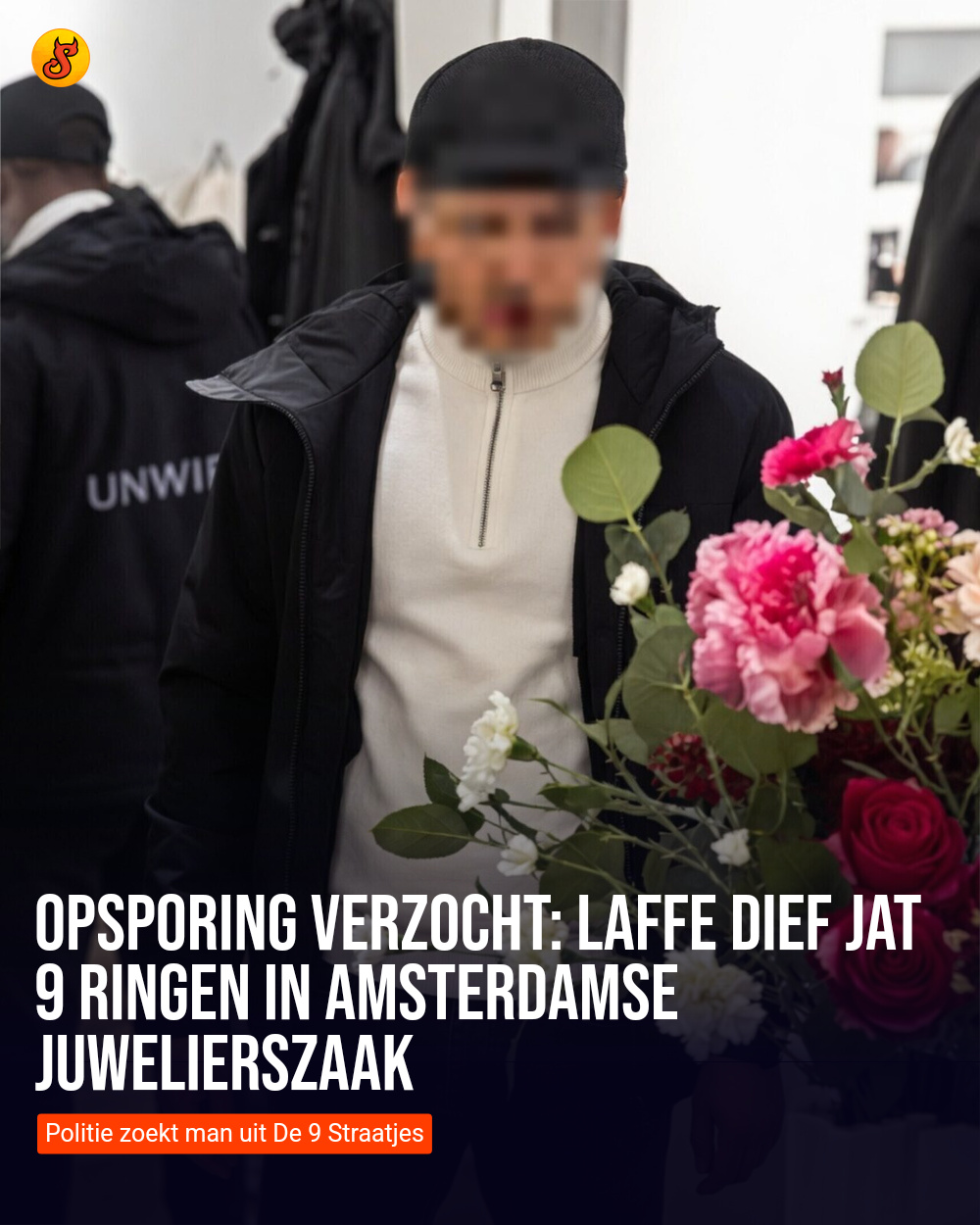Opsporing verzocht: Laffe dief jat 9 ringen in Amsterdamse juwelierszaak