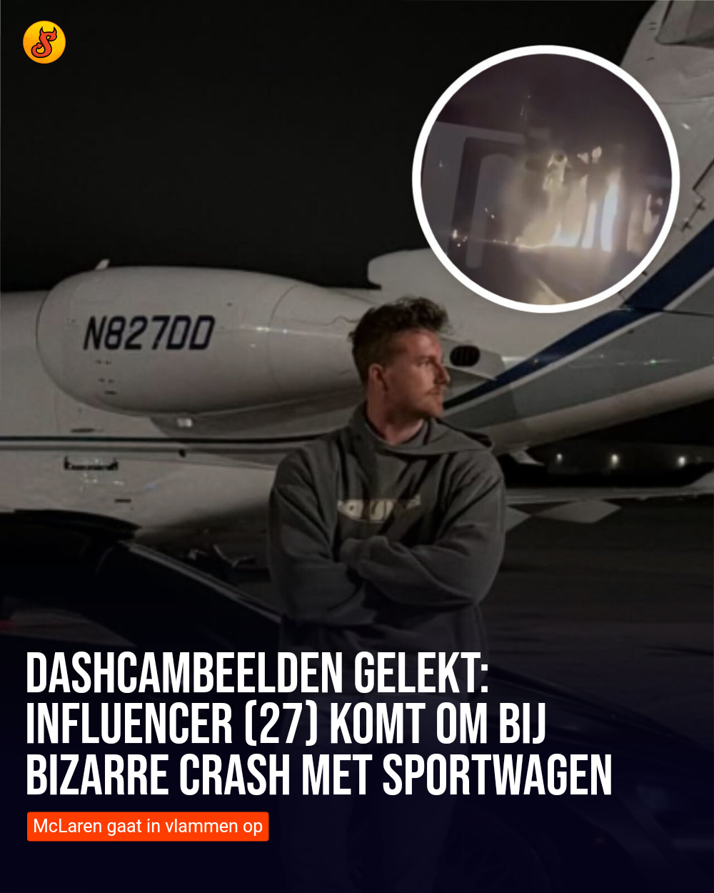 Dashcambeelden gelekt: influencer (27) komt om bij bizarre crash met sportwagen