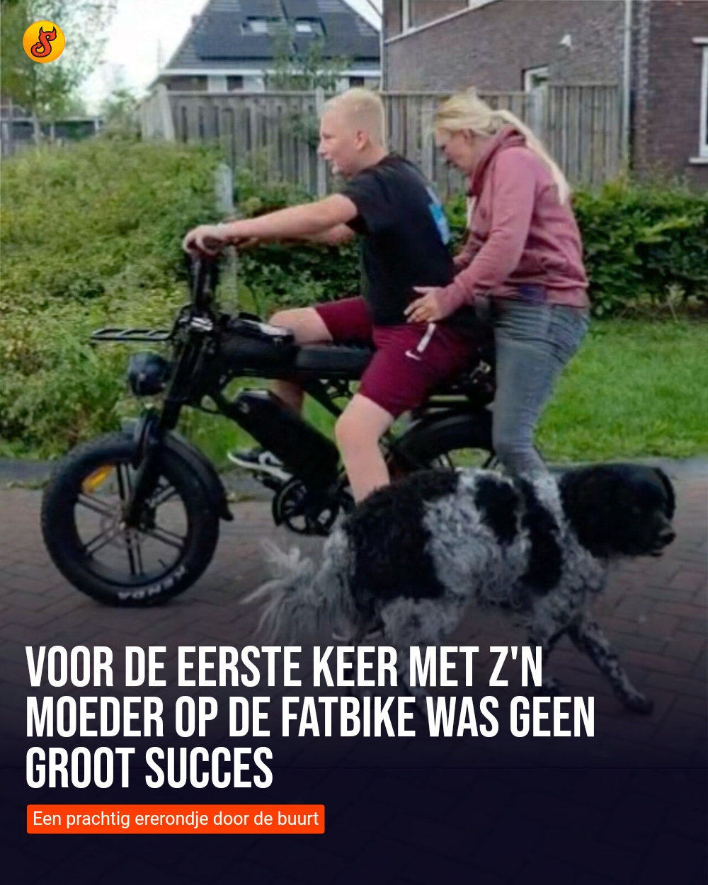 Voor de eerste keer met z'n moeder op de fatbike was geen groot succes