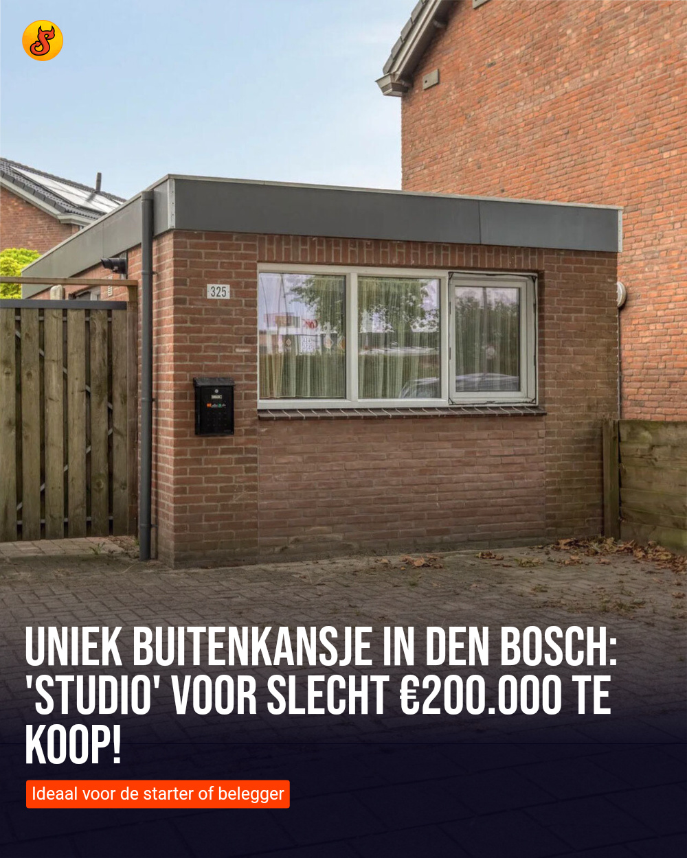Uniek buitenkansje in Den Bosch: 'Studio' voor slecht €200.000 te koop!