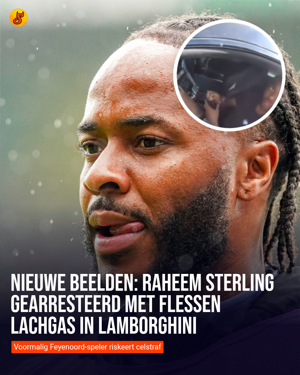 Nieuwe beelden: Raheem Sterling gearresteerd met flessen lachgas in Lamborghini