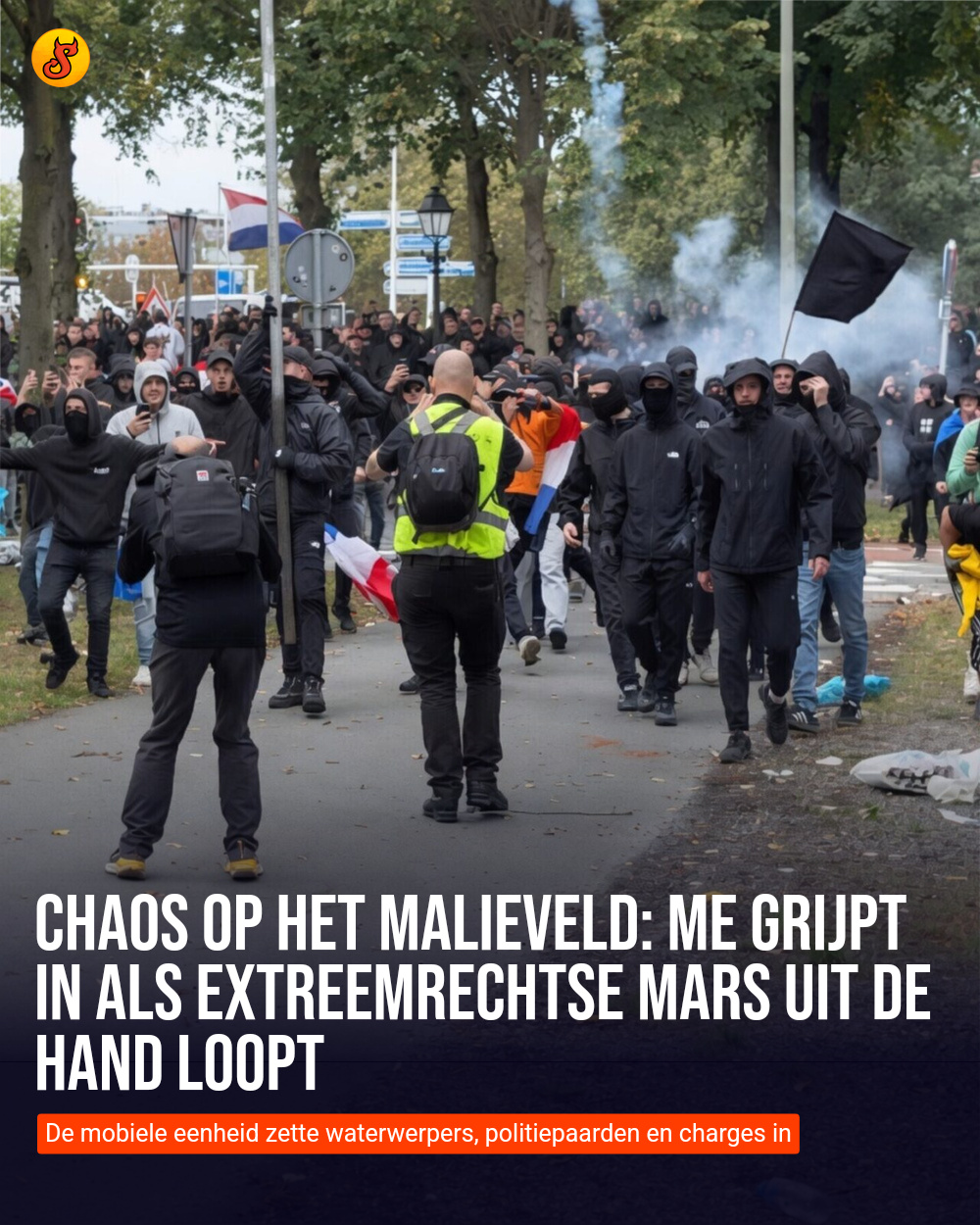 Chaos op het Malieveld: ME grijpt in als extreemrechtse mars uit de hand loopt