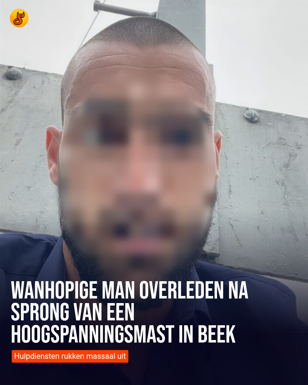 Wanhopige man overleden na sprong van een hoogspanningsmast in Beek