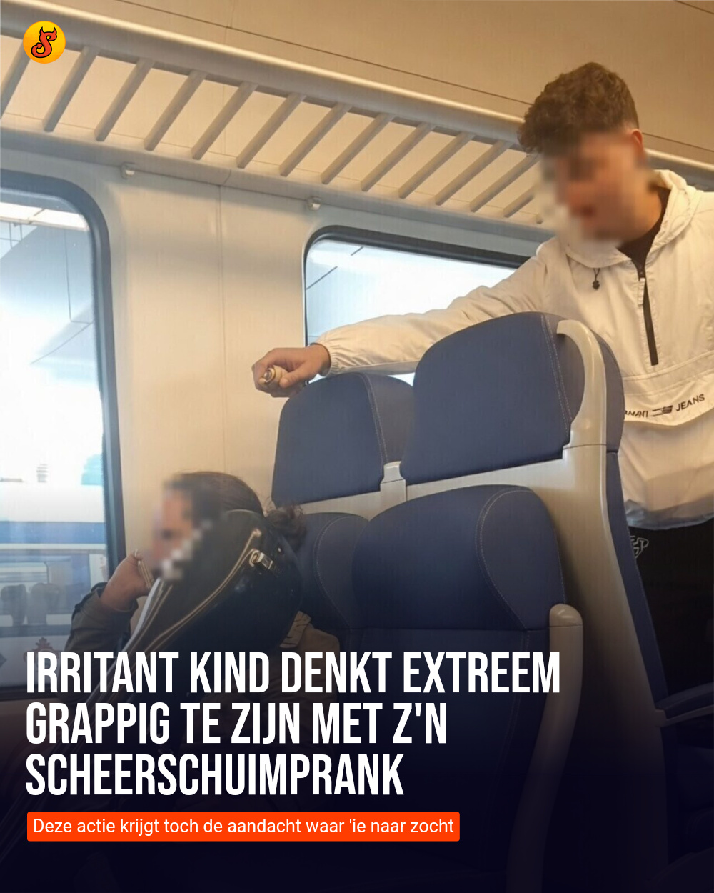 Irritant kind denkt extreem grappig te zijn met z'n scheerschuimprank