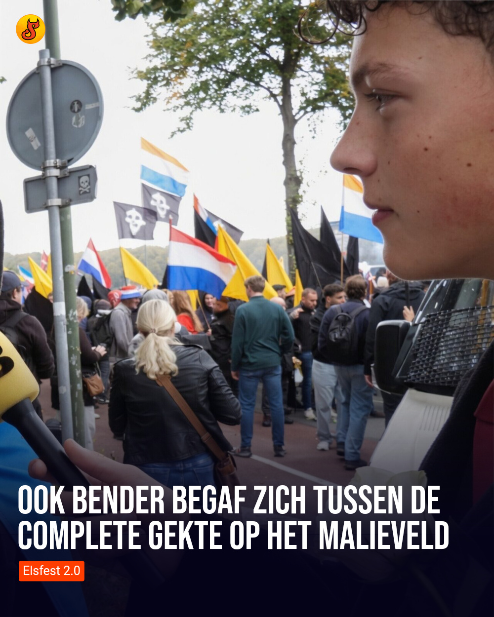 Ook Bender begaf zich tussen de complete gekte op het Malieveld