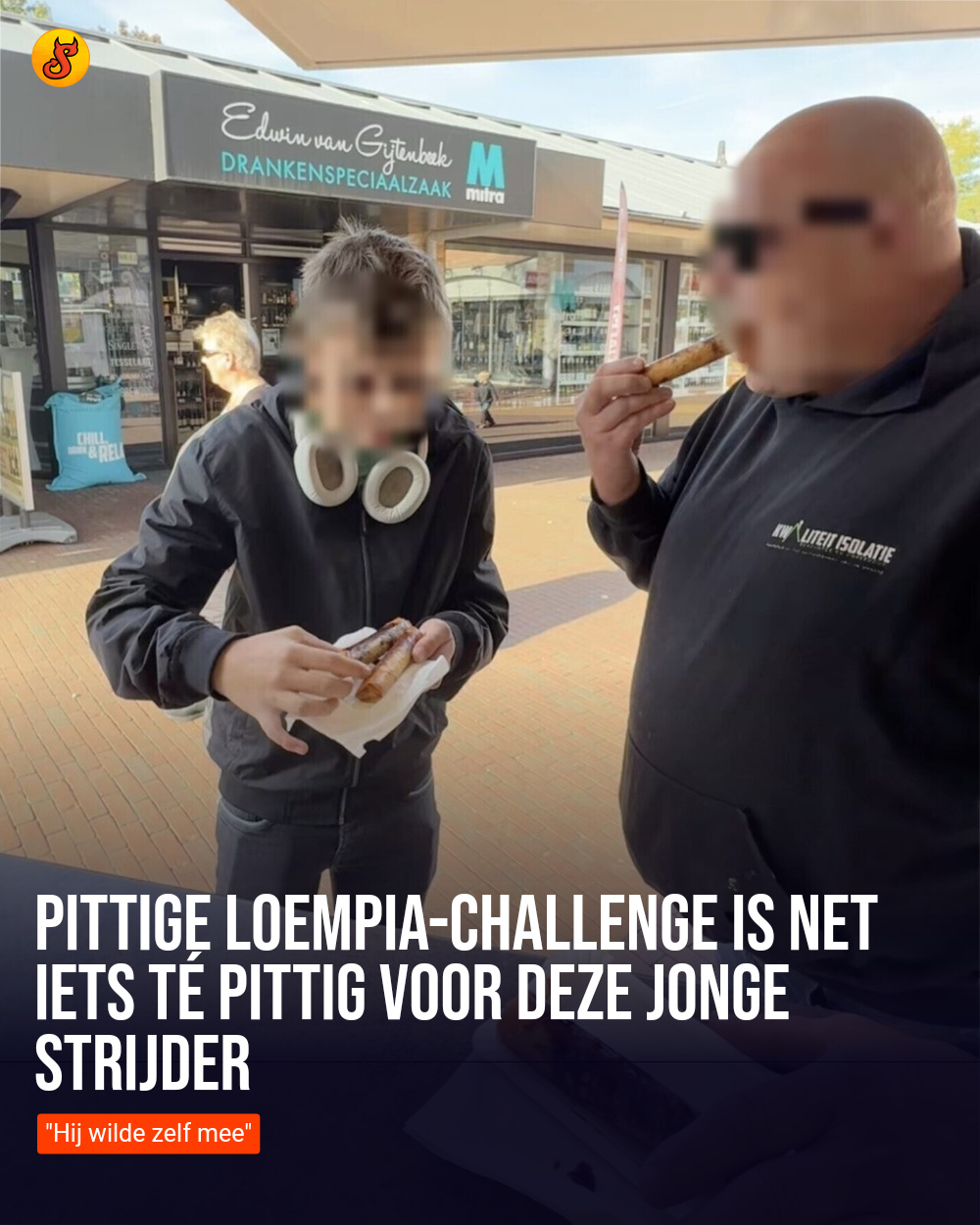 Pittige loempia-challenge is net iets té pittig voor deze jonge strijder