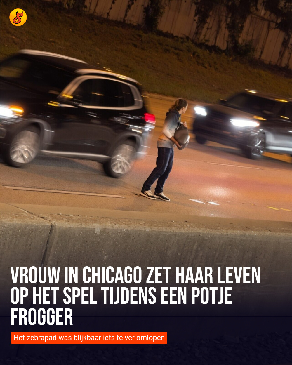 Vrouw in Chicago zet haar leven op het spel tijdens een potje Frogger