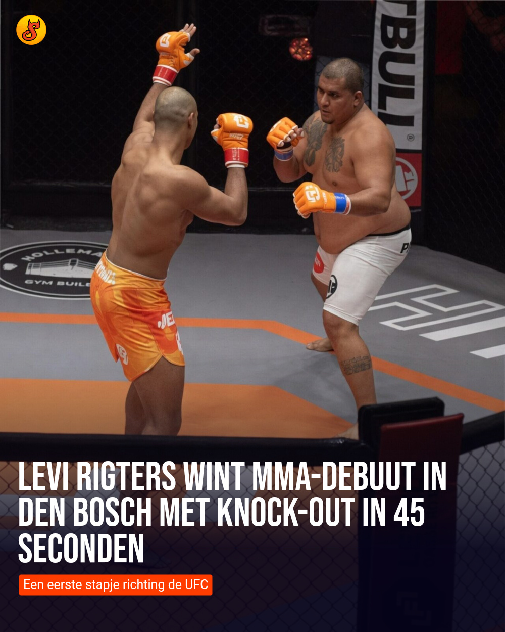 Levi Rigters wint MMA-debuut in Den Bosch met knock-out in 45 seconden