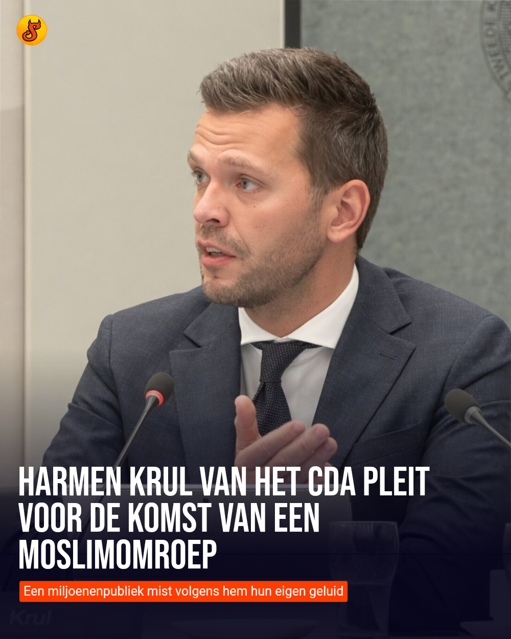 Harmen Krul van het CDA pleit voor de komst van een moslimomroep