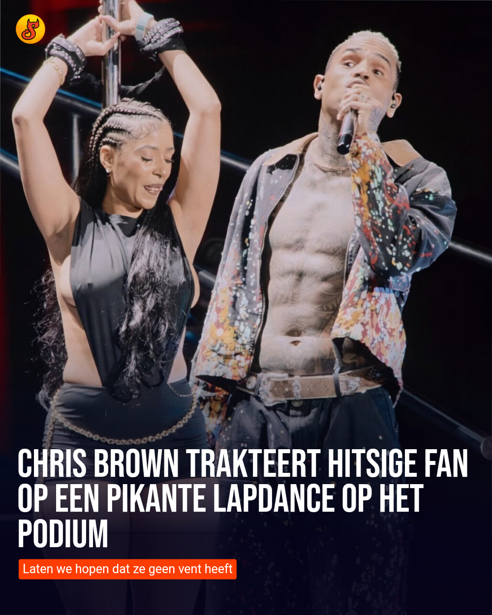Chris Brown trakteert hitsige fan op een pikante lapdance op het podium