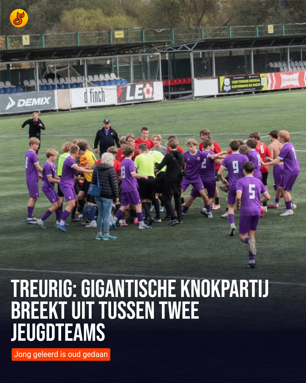 Treurig: Gigantische knokpartij breekt uit tussen twee jeugdteams