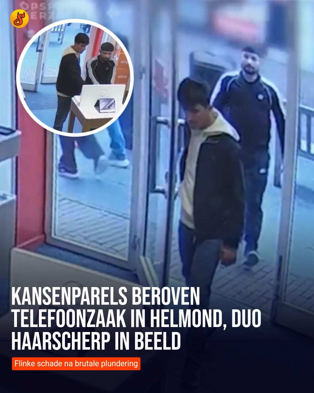 Kansenparels beroven telefoonzaak in Helmond, duo haarscherp in beeld