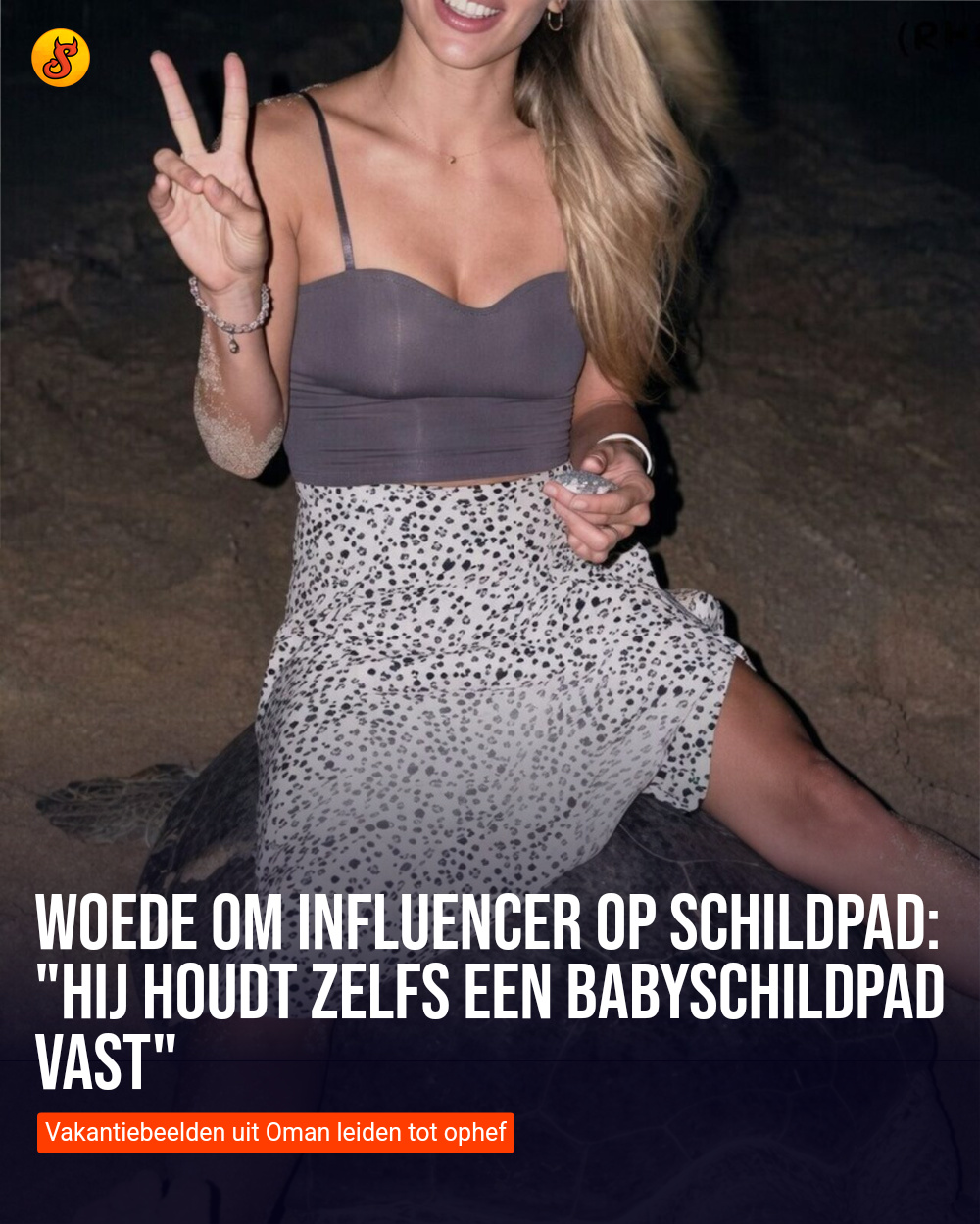 Woede om influencer op schildpad: "Hij houdt zelfs een babyschildpad vast"